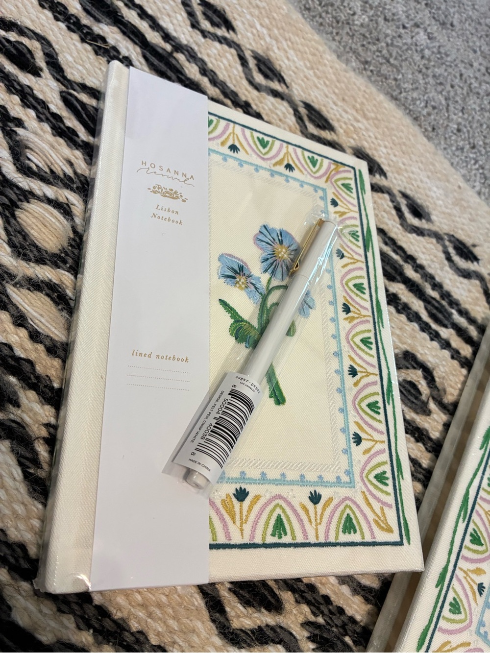 Hosanna Revival Lisbon Lined Notebook - Cream with Blue Floral. Free pen.